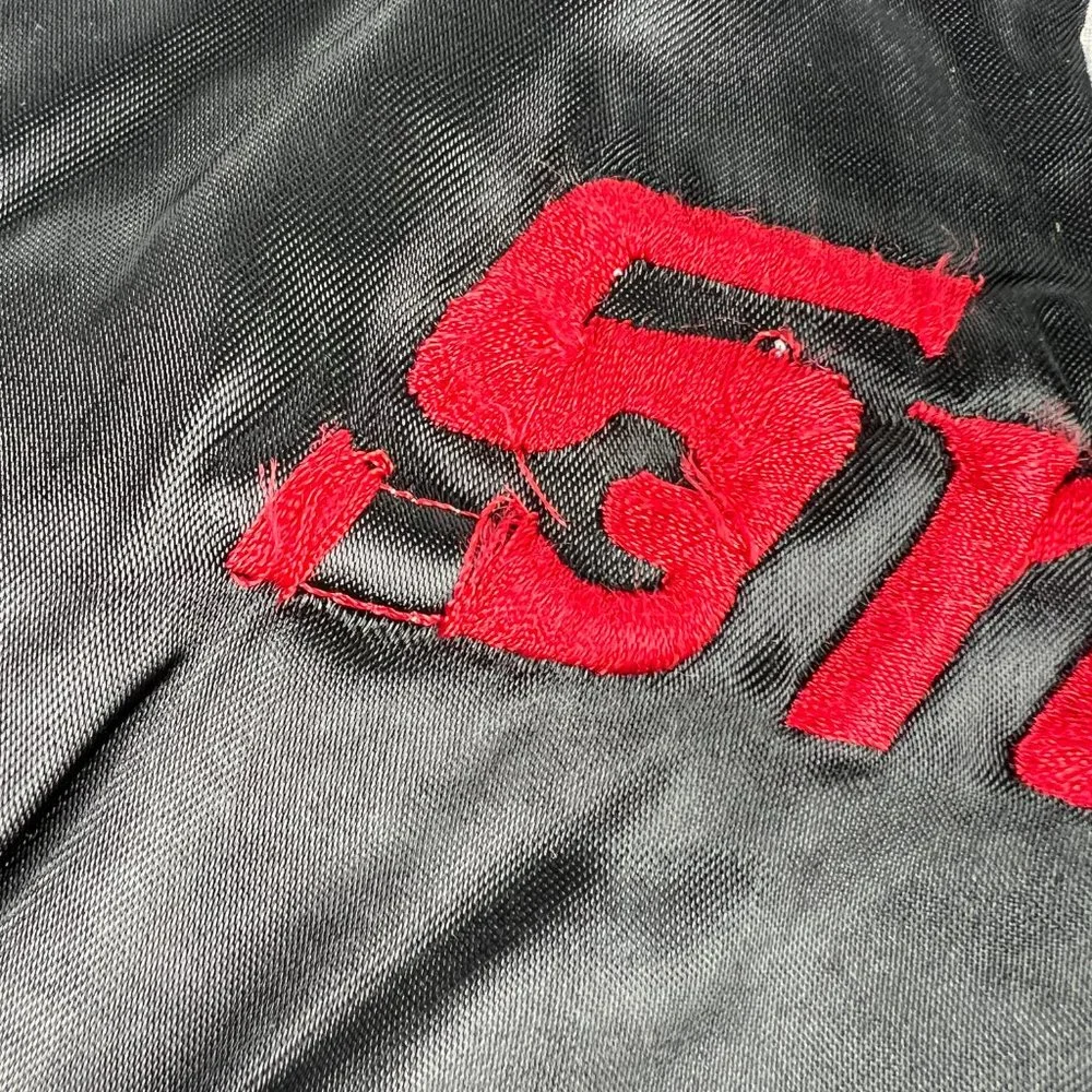 VTG 90s Snap-On Satin Jacket Extra Large Black Embroidered Snap Button USA Made